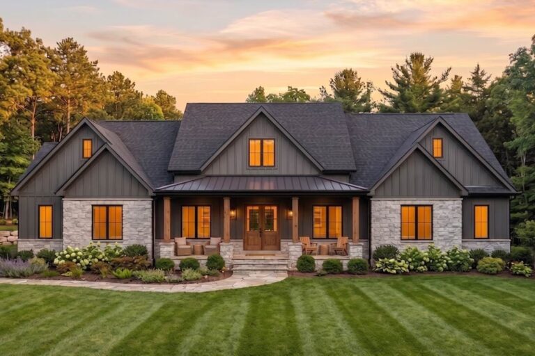 3-Bedroom 1-Story Country Farmhouse With Outdoor Kitchen And Fireplace (Floor Plan)